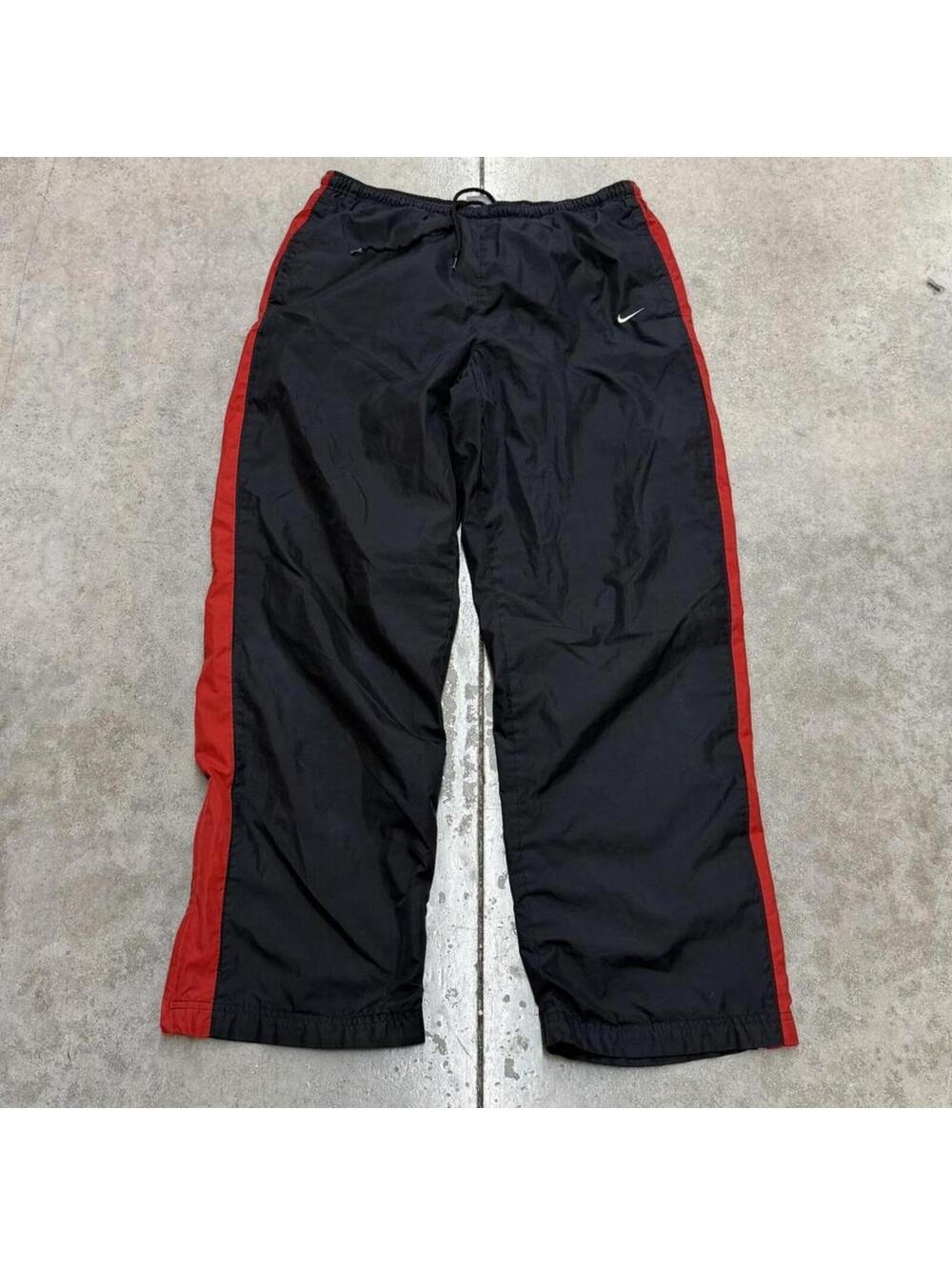 vintage nike black red and white small swoosh relaxed baggy fit track pants xl
